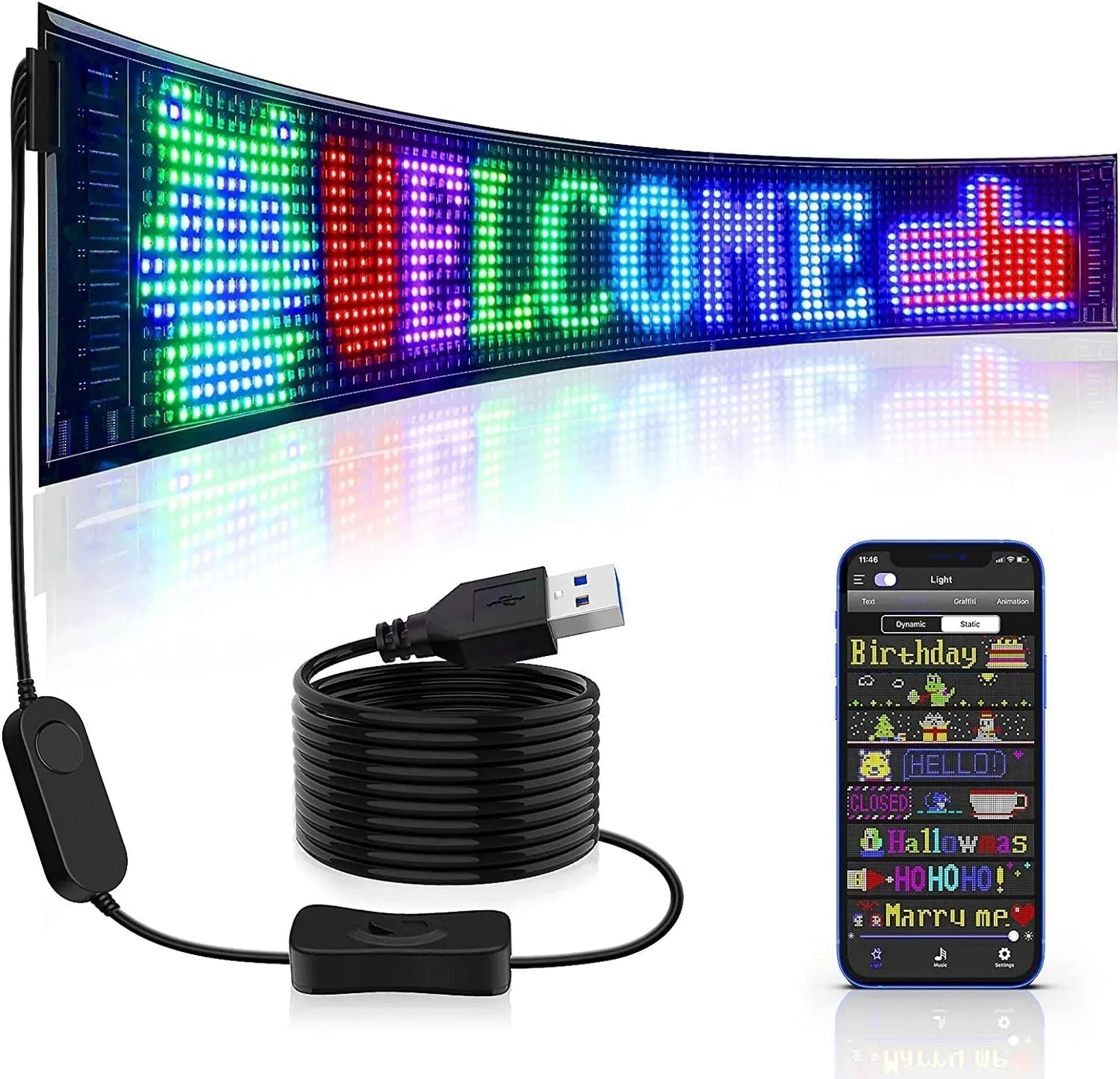 ✨🔥🚗Flexibles Bluetooth-LED-Display für Fahrzeuge🔥🔥❤️‍🔥🚕