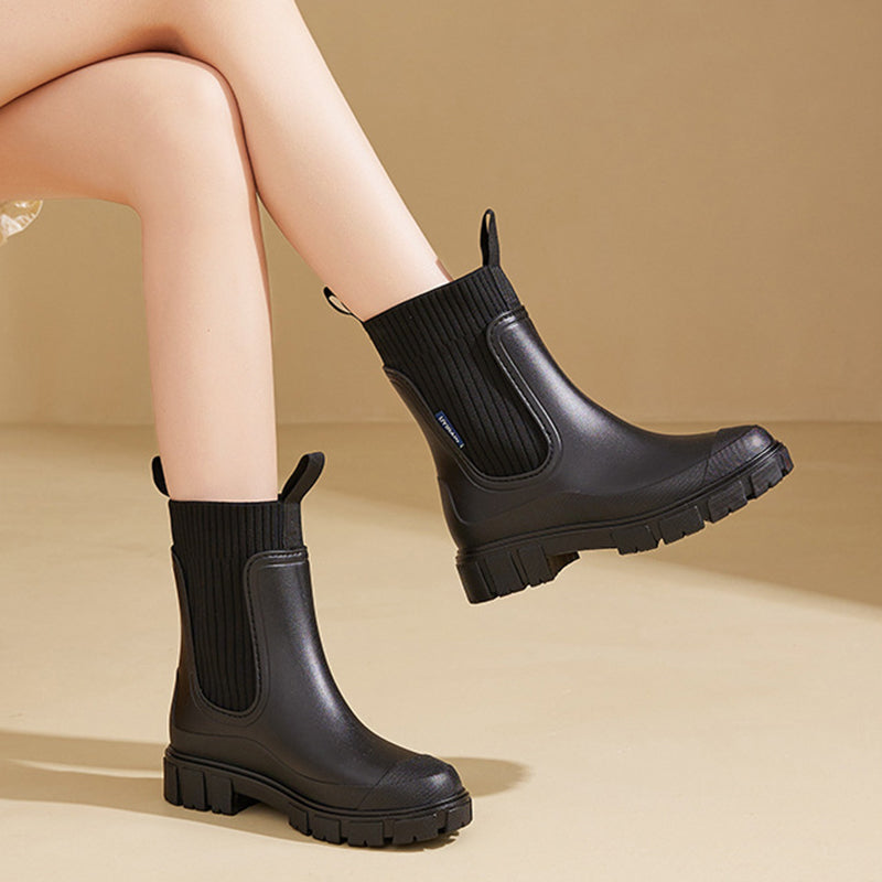 Wasserdichte, rutschfeste, mittelhohe Stiefel mit dicker Sohle