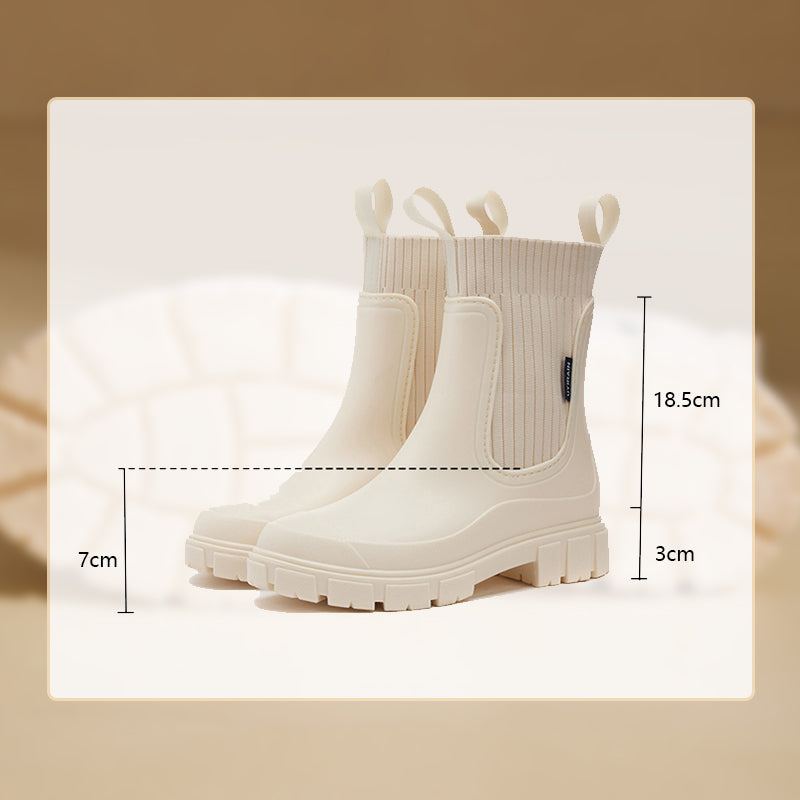 Wasserdichte, rutschfeste, mittelhohe Stiefel mit dicker Sohle