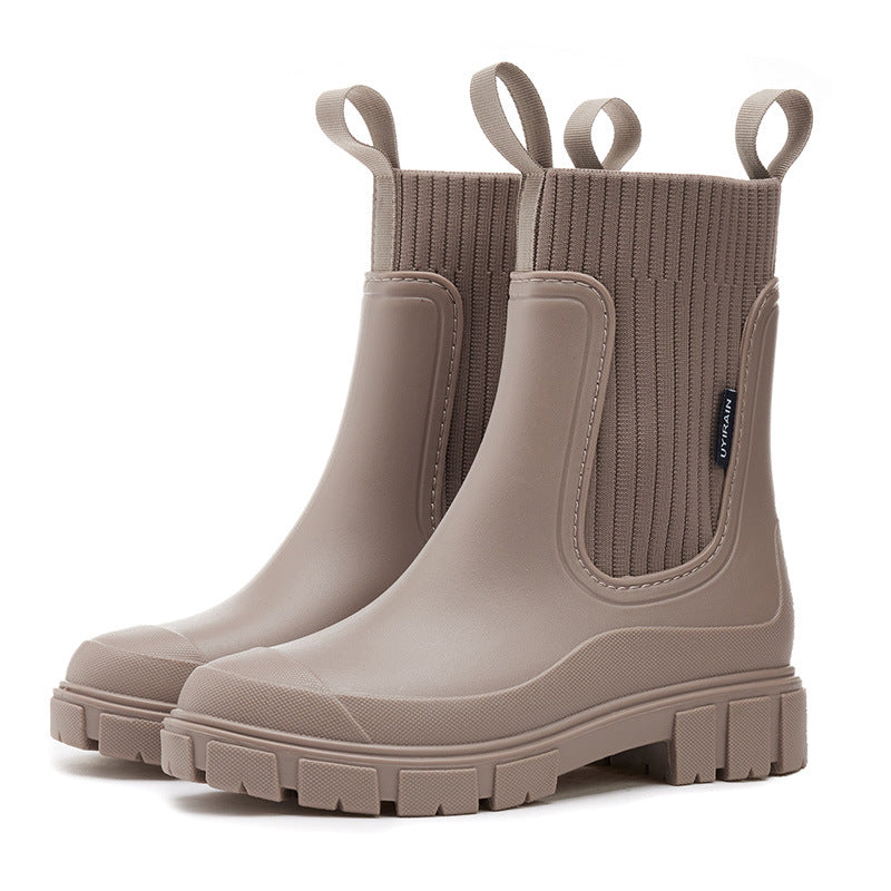 Wasserdichte, rutschfeste, mittelhohe Stiefel mit dicker Sohle