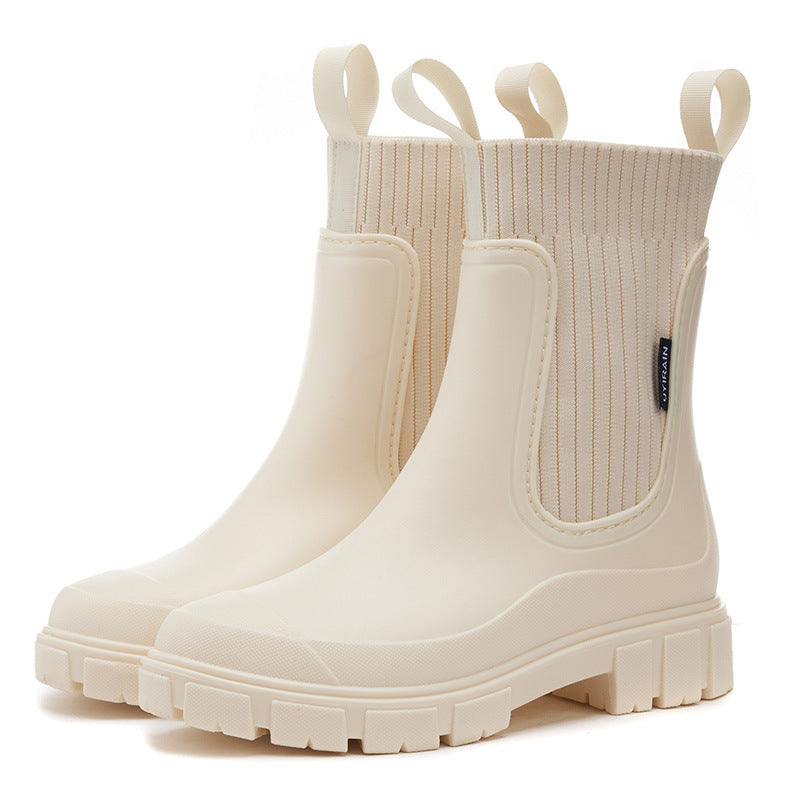 Wasserdichte, rutschfeste, mittelhohe Stiefel mit dicker Sohle