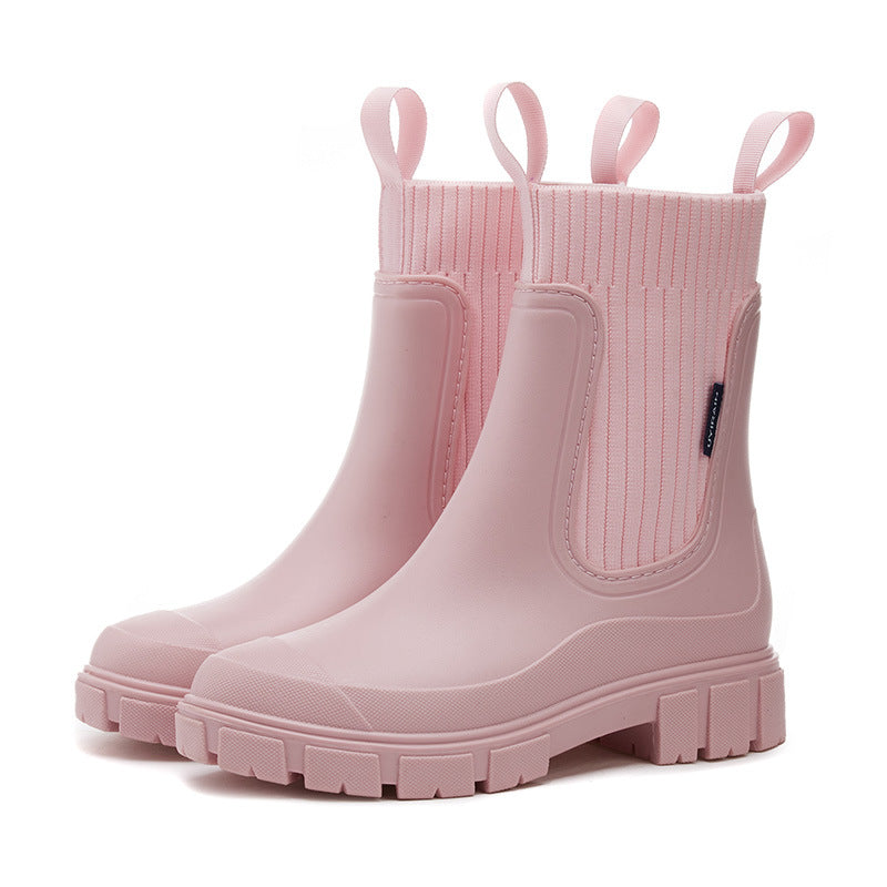 Wasserdichte, rutschfeste, mittelhohe Stiefel mit dicker Sohle