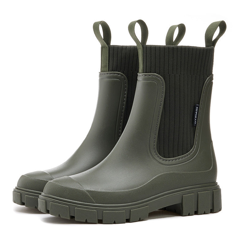 Wasserdichte, rutschfeste, mittelhohe Stiefel mit dicker Sohle