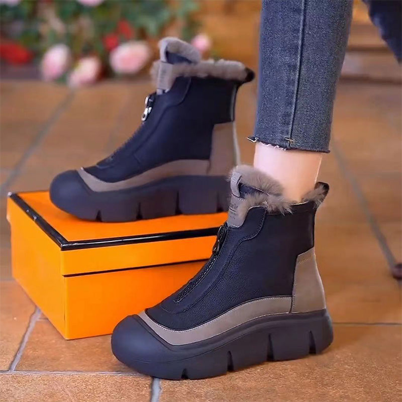 Wasserdichte und warme Schneestiefel mit Reißverschluss für Damen