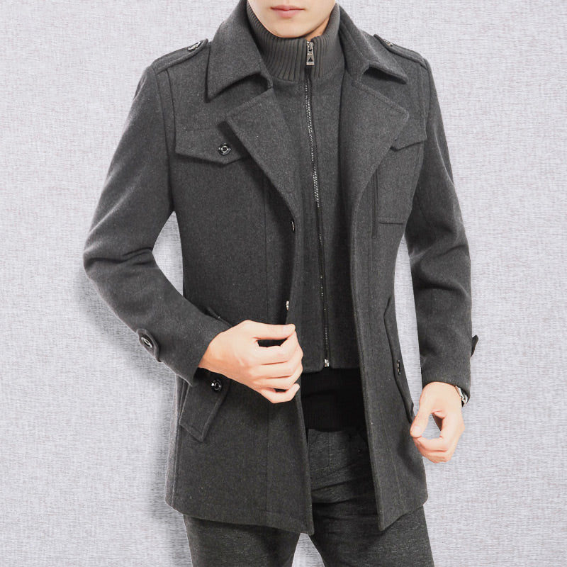 🎁Kostenloser Versand🔥😎Neuer Wollmantel für Herren mit Doppelkragen für Herbst und Winter