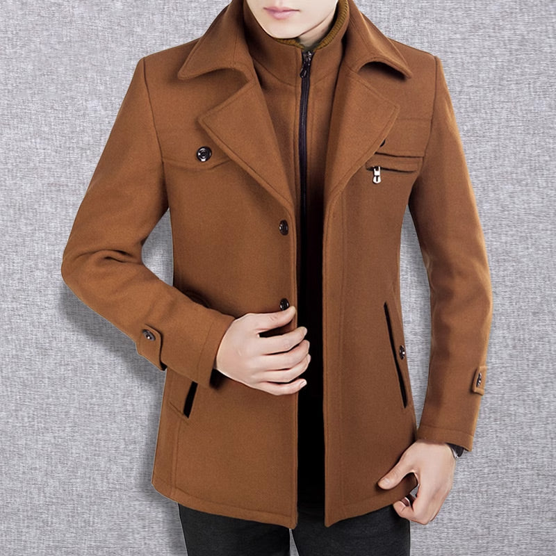 🎁Kostenloser Versand🔥😎Neuer Wollmantel für Herren mit Doppelkragen für Herbst und Winter