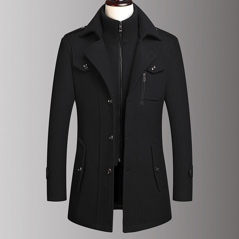 🎁Kostenloser Versand🔥😎Neuer Wollmantel für Herren mit Doppelkragen für Herbst und Winter
