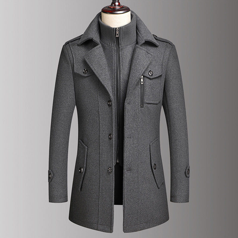 🎁Kostenloser Versand🔥😎Neuer Wollmantel für Herren mit Doppelkragen für Herbst und Winter