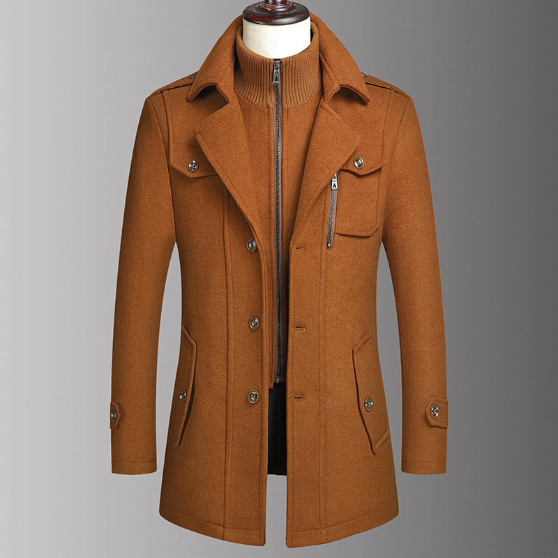 🎁Kostenloser Versand🔥😎Neuer Wollmantel für Herren mit Doppelkragen für Herbst und Winter