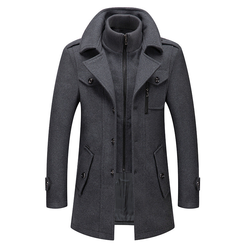 🎁Kostenloser Versand🔥😎Neuer Wollmantel für Herren mit Doppelkragen für Herbst und Winter