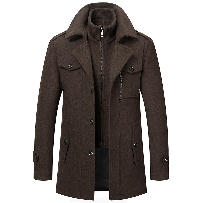 🎁Kostenloser Versand🔥😎Neuer Wollmantel für Herren mit Doppelkragen für Herbst und Winter