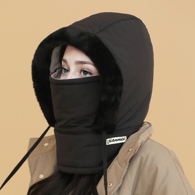 Verdickte Thermomütze mit Plüschfutter und Gesichtsmaske für Damen und Herren