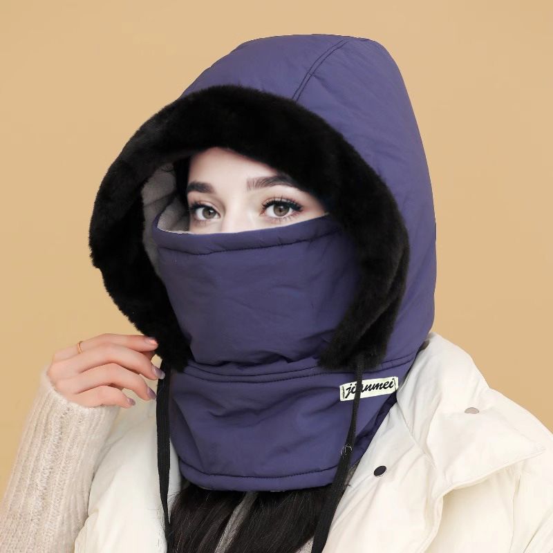 Verdickte Thermomütze mit Plüschfutter und Gesichtsmaske für Damen und Herren