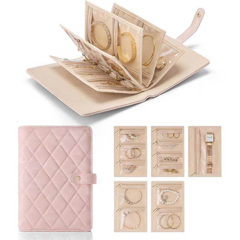 📢📢2 kaufen, 1 gratis!! 🌿Elegante, tragbare Schmuckaufbewahrungstasche mit Karomuster✨
