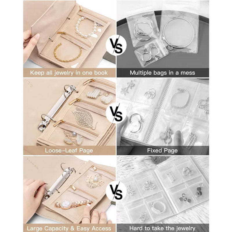📢📢2 kaufen, 1 gratis!! 🌿Elegante, tragbare Schmuckaufbewahrungstasche mit Karomuster✨