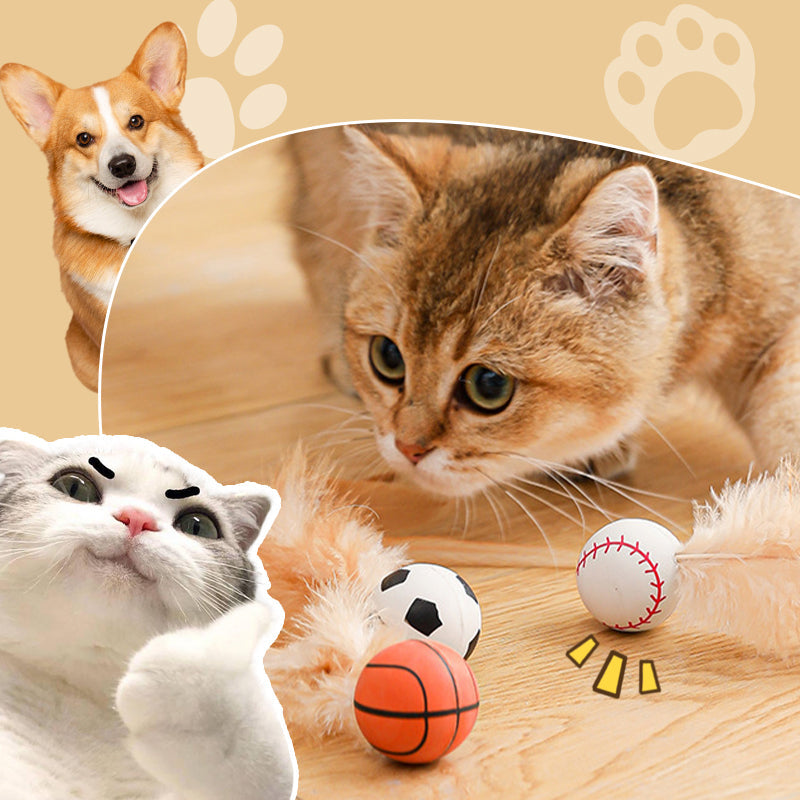 Interaktiver Hüpfball für Katzen mit Federn