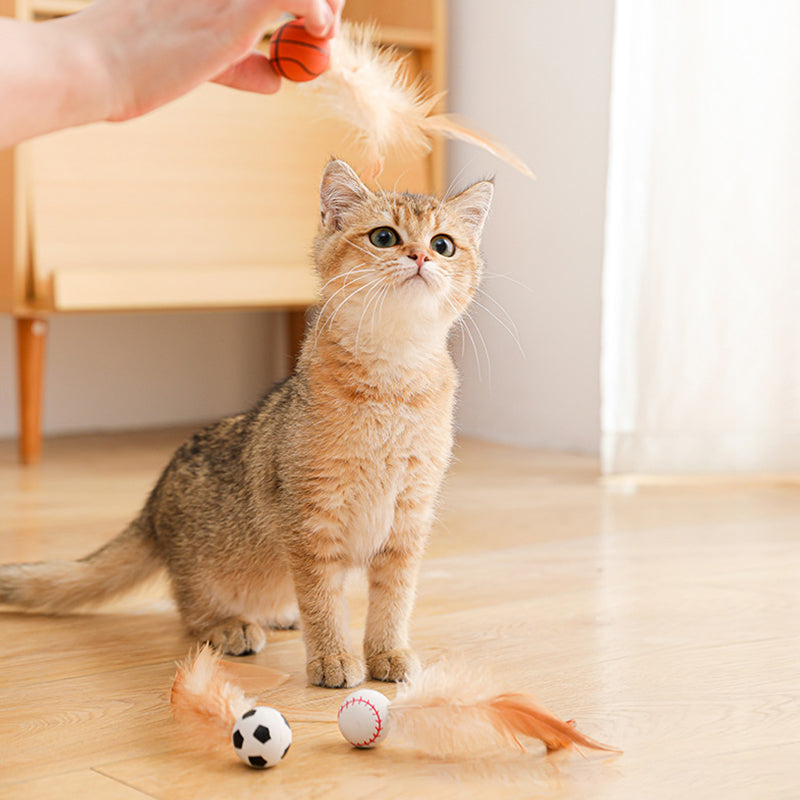 Interaktiver Hüpfball für Katzen mit Federn