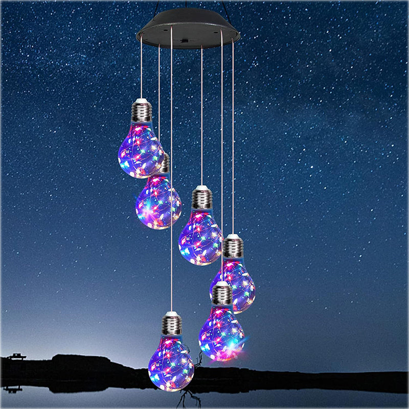 🌠2025 Neues Design🌠💡Buntes LED-Solar-Glühbirnen-Windspiel🌈