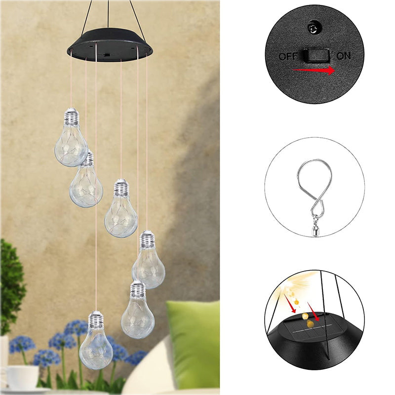 🌠2025 Neues Design🌠💡Buntes LED-Solar-Glühbirnen-Windspiel🌈
