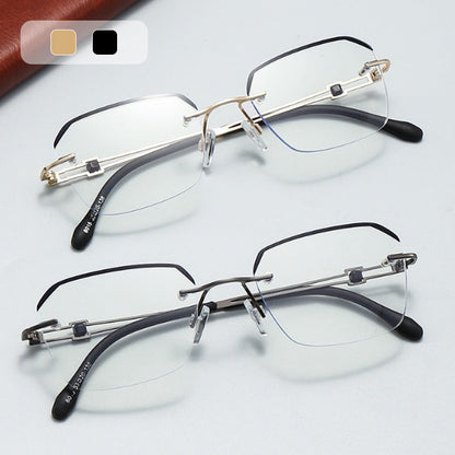 Modische HD Rimless Cut Rim 0°Anti Blue Light Brille