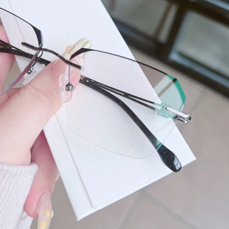 Modische HD Rimless Cut Rim 0°Anti Blue Light Brille
