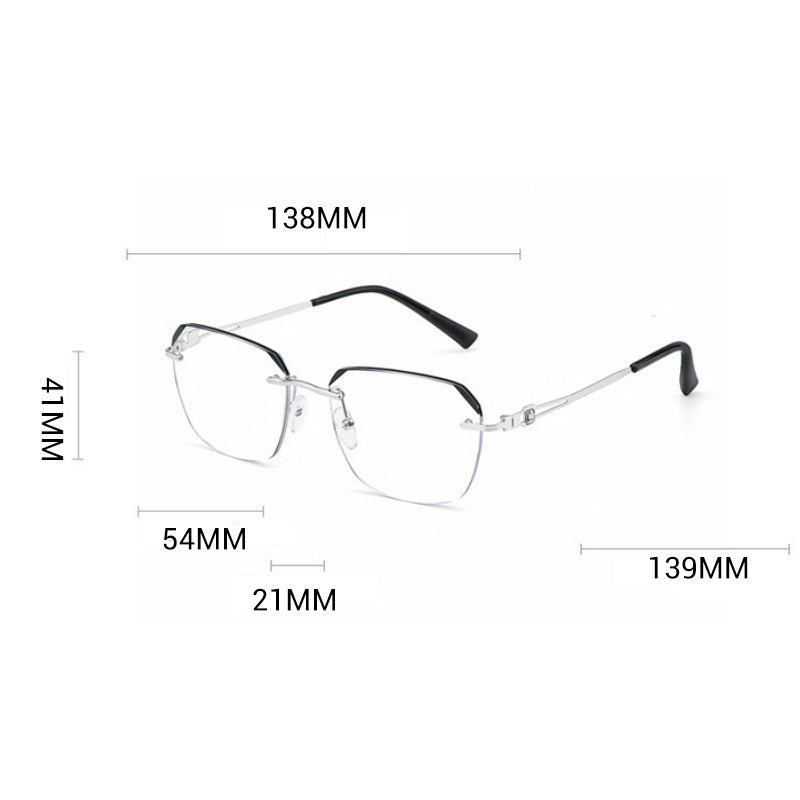 Modische HD Rimless Cut Rim 0°Anti Blue Light Brille