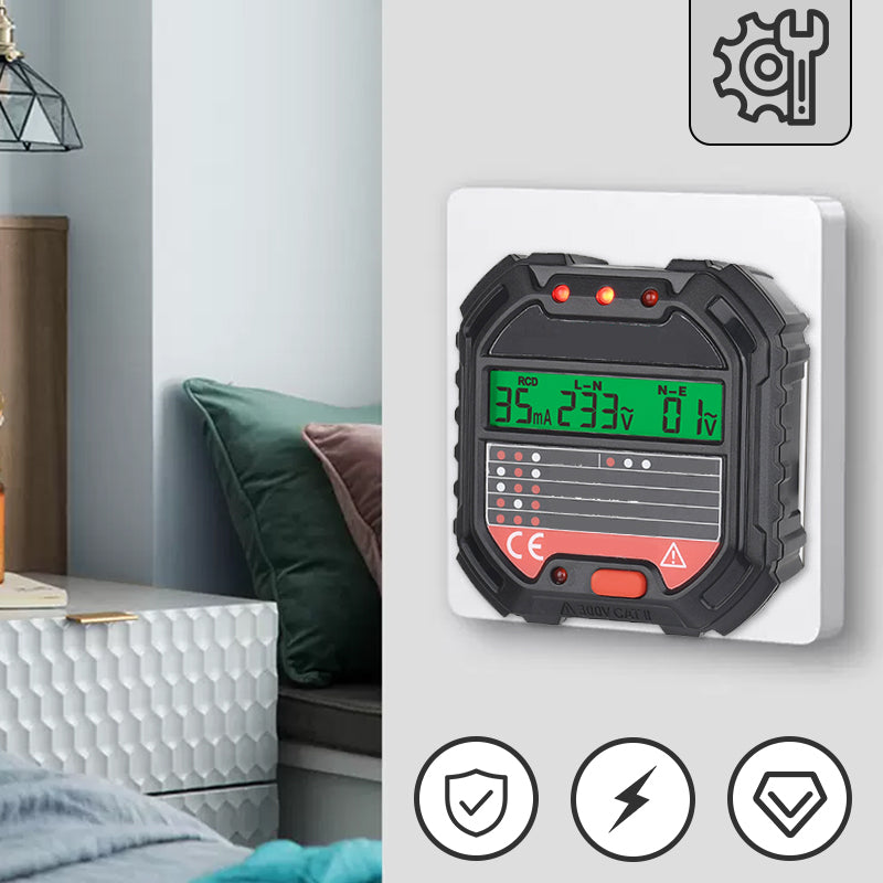 ⏳Zeitlich begrenztes Angebot⏳ Digitaler Steckdosentester, EU-Ausführung – batterielos, LCD mit grüner/roter Anzeige, 90–250 V AC und RCD-Testfunktion