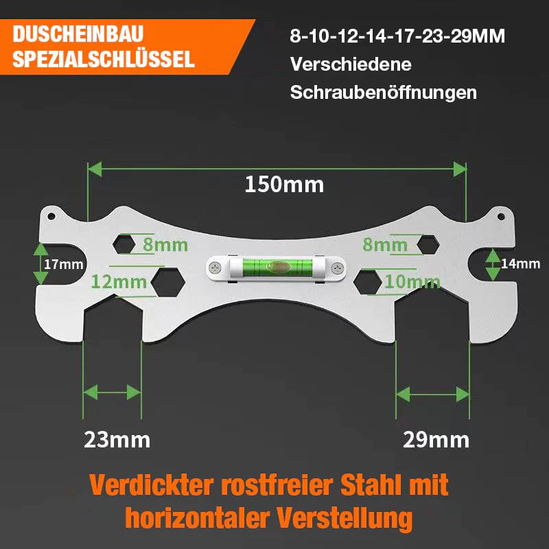 ✨Das ideale Werkzeug für Ihr Badezimmer✨ Multifunktionaler Wasserwaagen-Schlüssel für das Badezimmer