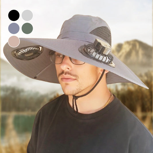 Outdoor-Sonnenhut mit zwei solarbetriebenen Ventilatoren