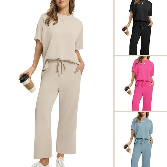 ✨Neuankömmling ✨Weiches, lässiges Set aus Oberteil und Hose für Damen