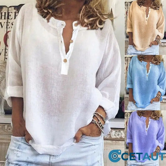 🎉 Zeitlich begrenzte Sonderangebote! ⏰Damen Baumwollmischgewebe Casual Atmungsaktiv Langarm-Shirt