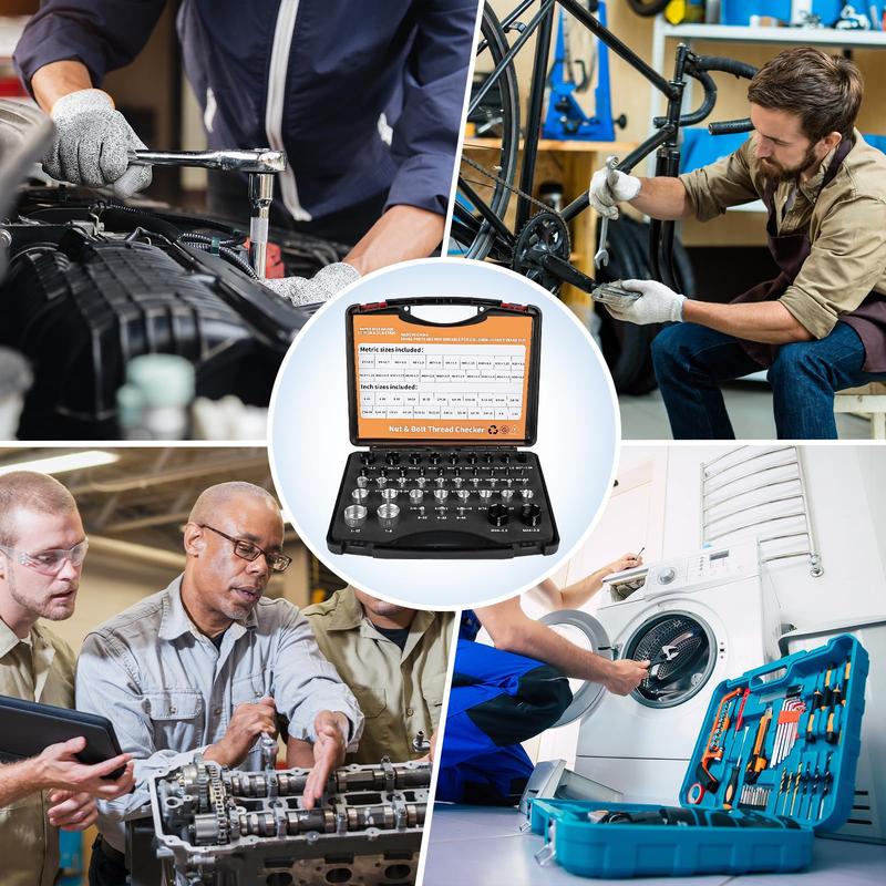 📢📢55 %  RABATT !! ⏰44-tlg. Legierungs-Gewindeprüfer – Für präzise Prüfung von Schrauben, Muttern & Gewindebohrungen – Metrisch & Zoll