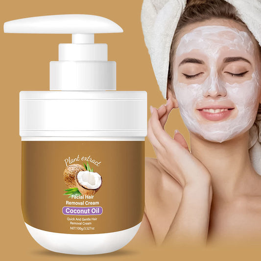 🎁 Kaufen Sie 1, erhalten Sie 1 GRATIS! 🥥✨ Enthaarungscreme für das Gesicht mit Kokosnuss – Sanft & wirksam