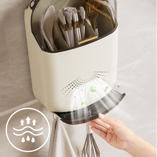 Wandmontierter multifunktionaler Stäbchenhalter mit Abtropfbehälter