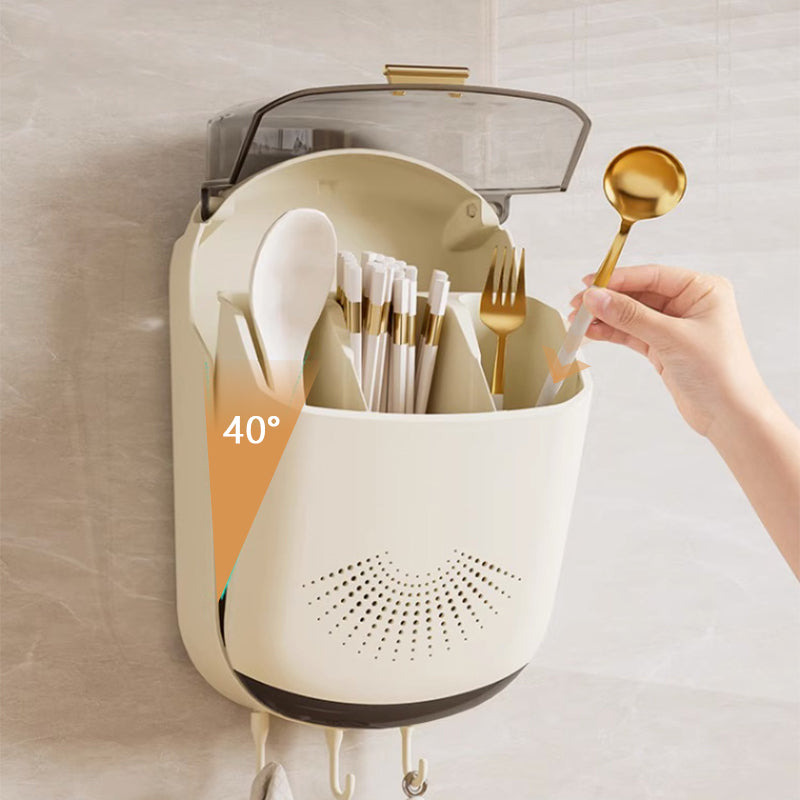 Wandmontierter multifunktionaler Stäbchenhalter mit Abtropfbehälter