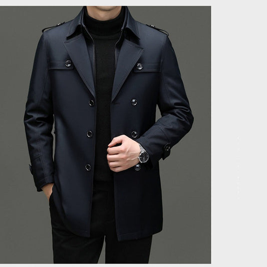 🔥Mittellanger Trenchcoat für Herren mit herausnehmbarem Innenfutter🚀Versandkostenfrei