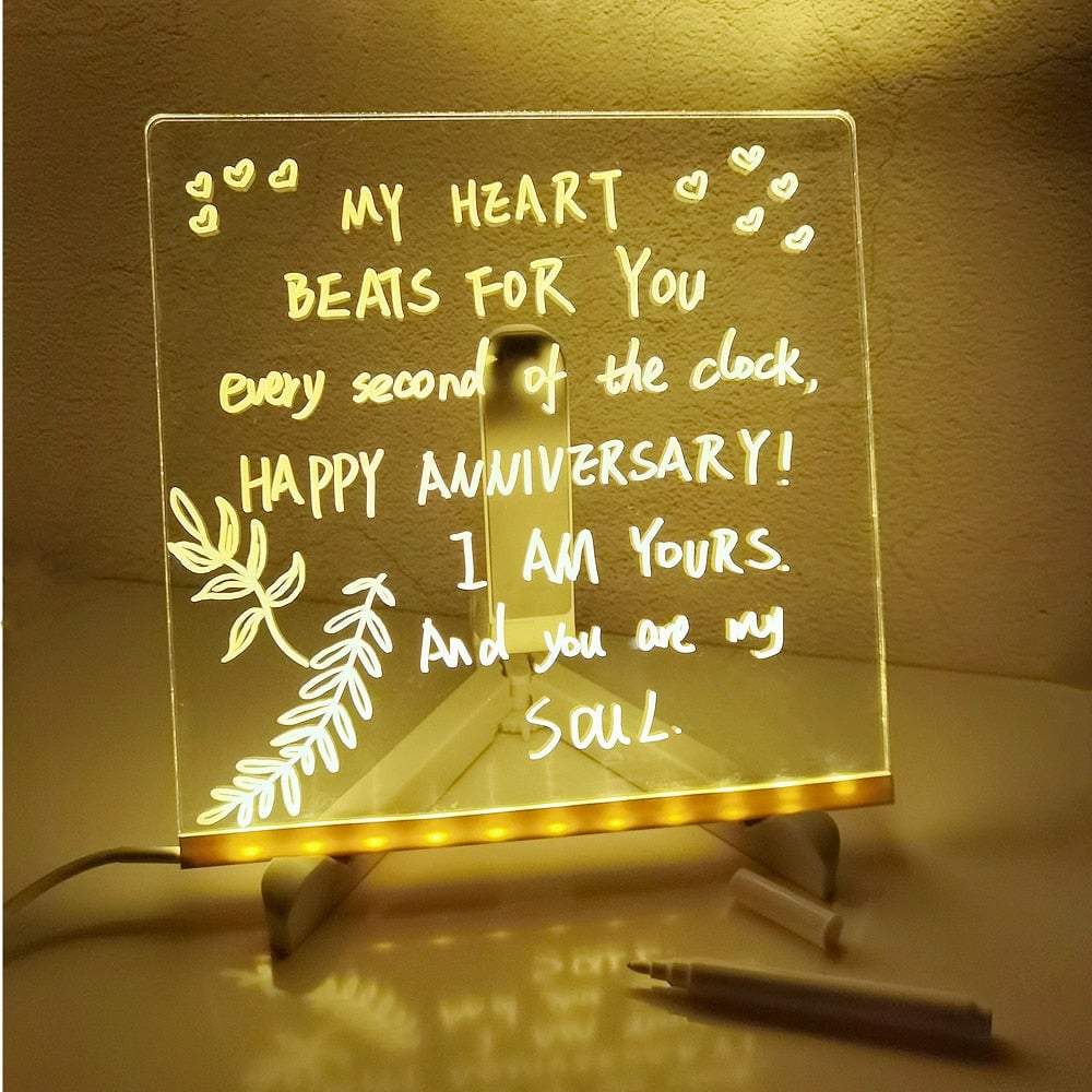 🎁 Das perfekte Geschenk für sie – Trocken abwischbare LED-Anzeigetafel: 7 Farben, sanfte Beleuchtung und verstellbare Halterung! ✨