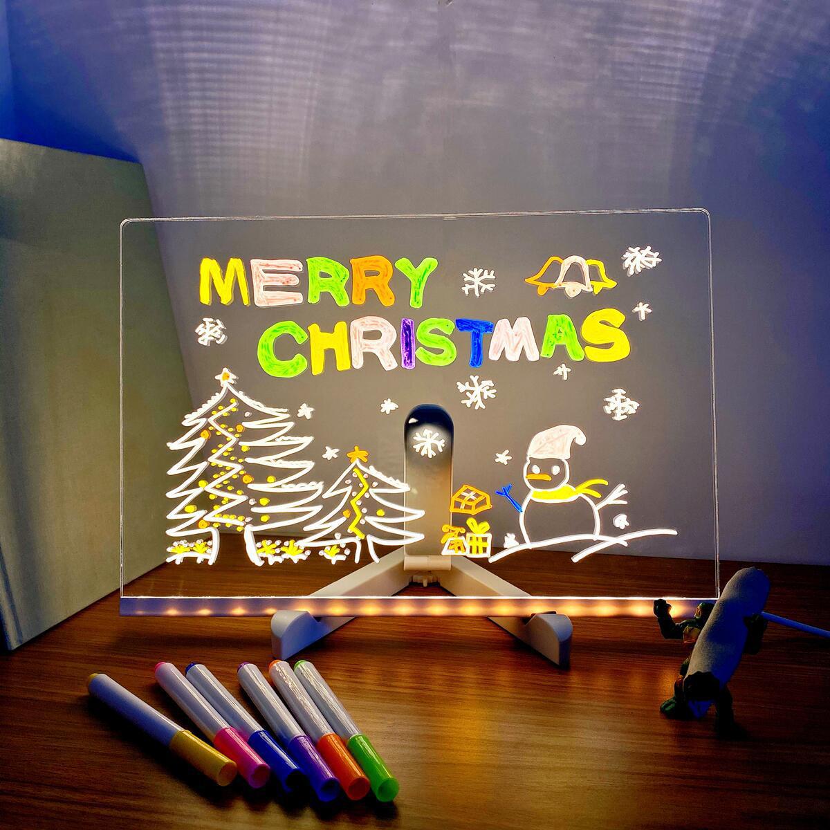 🎁 Das perfekte Geschenk für sie – Trocken abwischbare LED-Anzeigetafel: 7 Farben, sanfte Beleuchtung und verstellbare Halterung! ✨