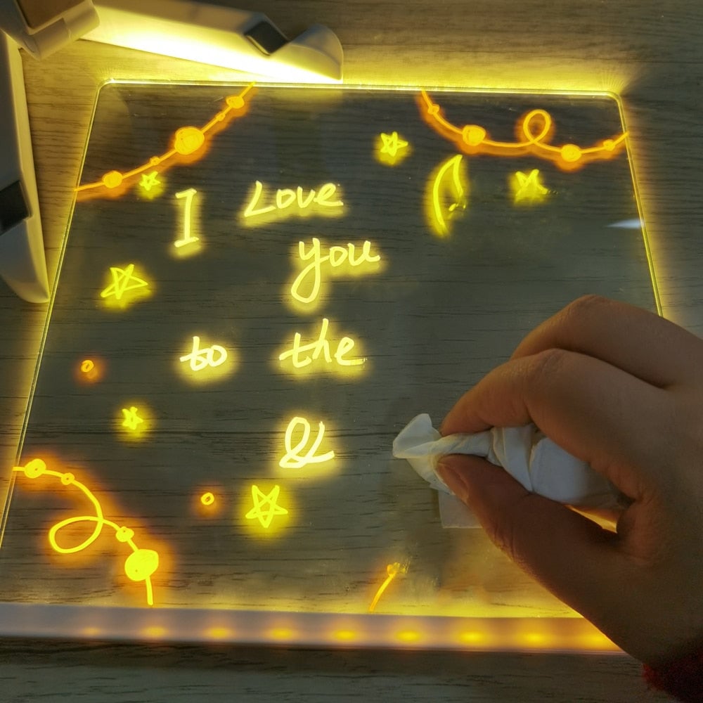 🎁 Das perfekte Geschenk für sie – Trocken abwischbare LED-Anzeigetafel: 7 Farben, sanfte Beleuchtung und verstellbare Halterung! ✨