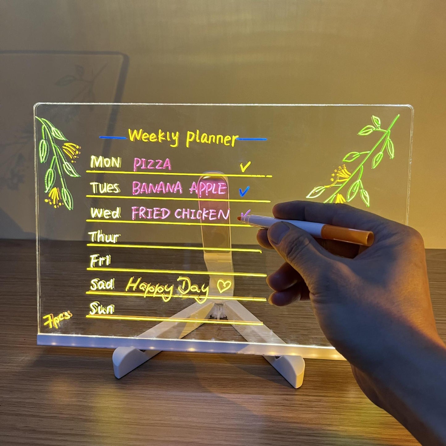 🎁 Das perfekte Geschenk für sie – Trocken abwischbare LED-Anzeigetafel: 7 Farben, sanfte Beleuchtung und verstellbare Halterung! ✨
