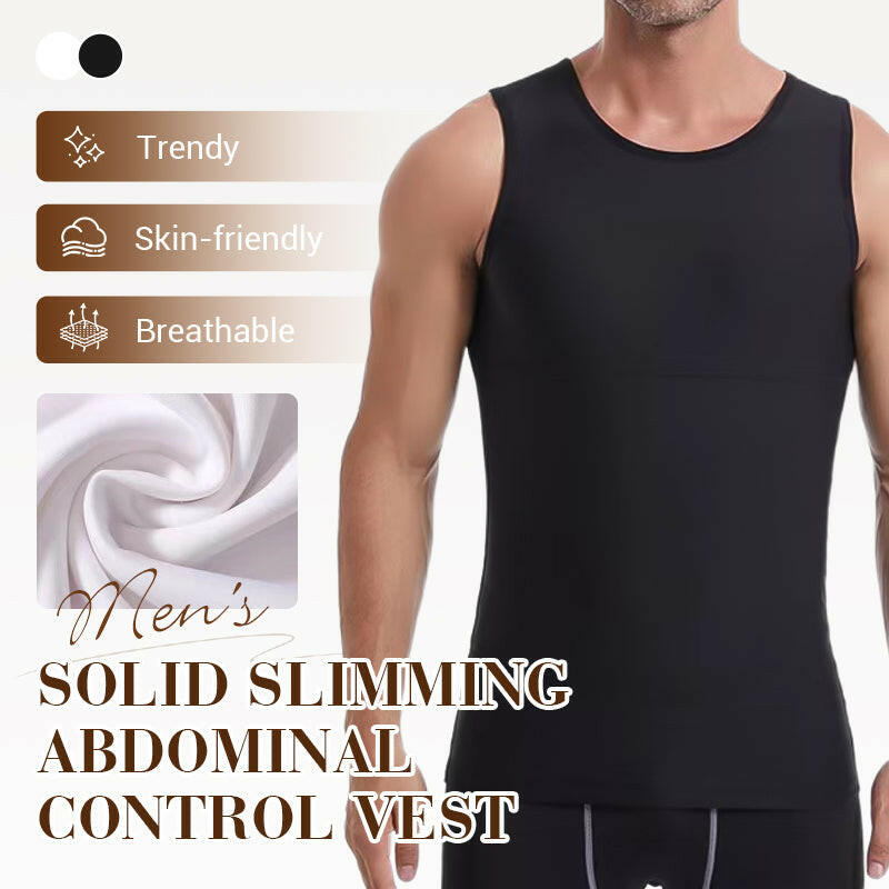 Einfarbiges Herren-Kompressions-Tanktop mit Bauchkontrolle