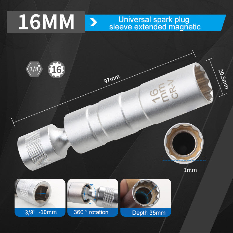 Magnetischer Universal-Steckschlüssel Universalgelenk Werkzeug zum Aus- und Einbau von Zündkerzen für Autos