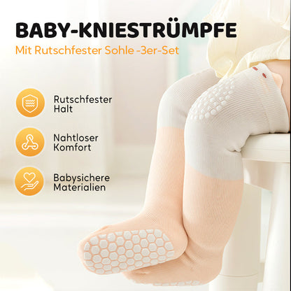 Baby-Kniestrümpfe mit rutschfester Sohle – 3er-Set