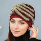 Élégant bonnet-foulard en dentelle avec décor de fleurs à paillettes