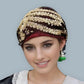 Élégant bonnet-foulard en dentelle avec décor de fleurs à paillettes