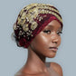 Élégant bonnet-foulard en dentelle avec décor de fleurs à paillettes