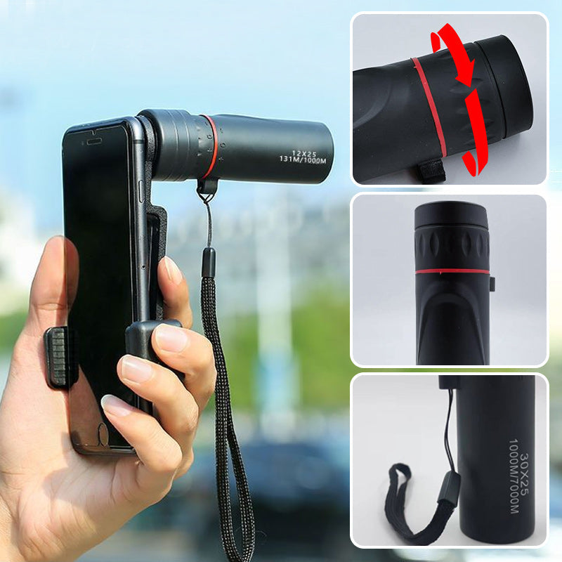 🔭 50% RABATT JETZT! ✨ Tragbares Monokularteleskop für Draußen - 12x50 Vergrößerung mit Smartphone-Adapter für Abenteuer 🌄📱