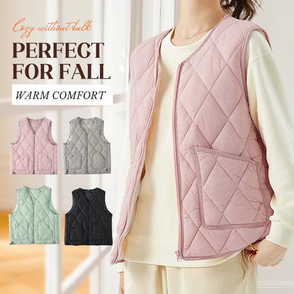 💥50 % Rabatt🏆Gesteppte Weste mit Reißverschluss und Taschen für Damen🌿👑