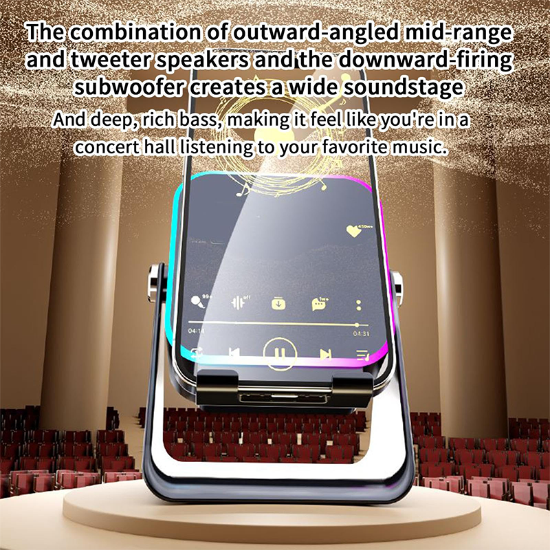5-in-1 Wireless Induktions-Lautsprecher mit verstellbarem Telefonständer