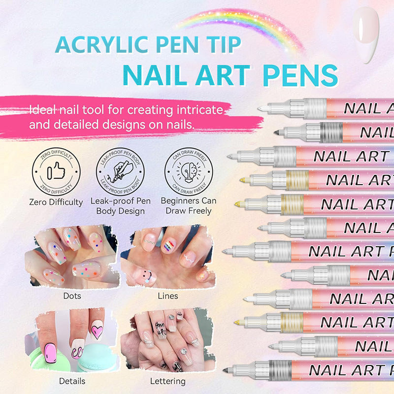 🎁Weihnachtsgeschenk🎄Professionelles Nagelkunst-Stiftset mit 12 Farben